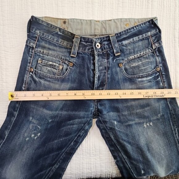 G-Star Raw 3301 Button Fly Straight Fit Blue Denim Jeans Men's Size 32Wx28L EUC - Picture 5 of 16